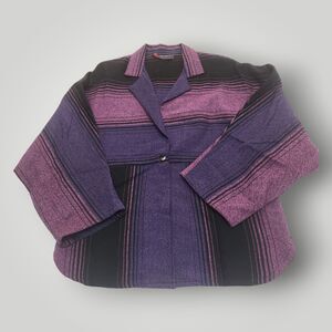 AC Sport Women's S/M Purple Striped One Button Long Sleeve Jacket Blazer